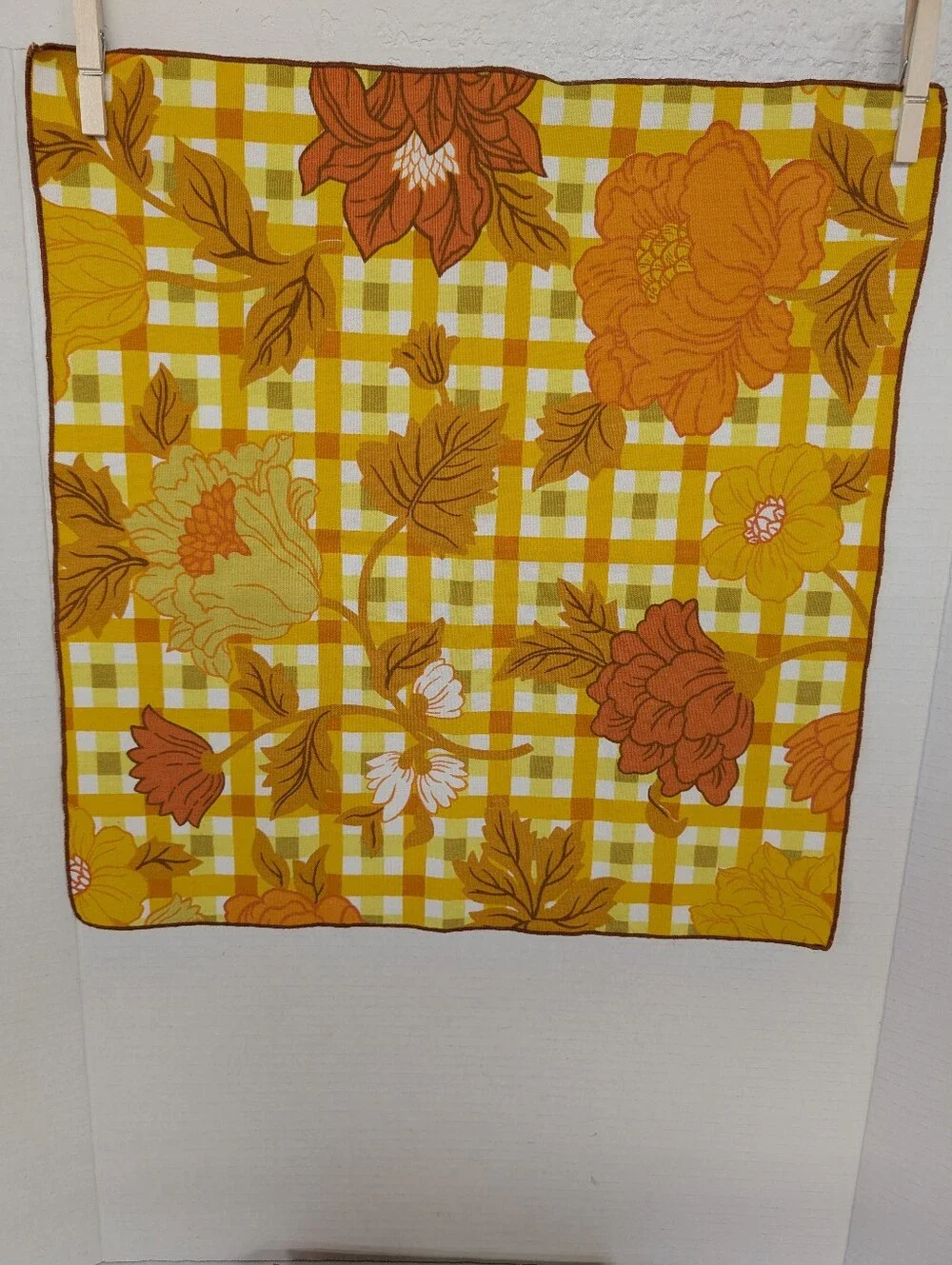 Vintage Napkins Fabric Retro Orange Floral Fabric Napkins - Pack of 4